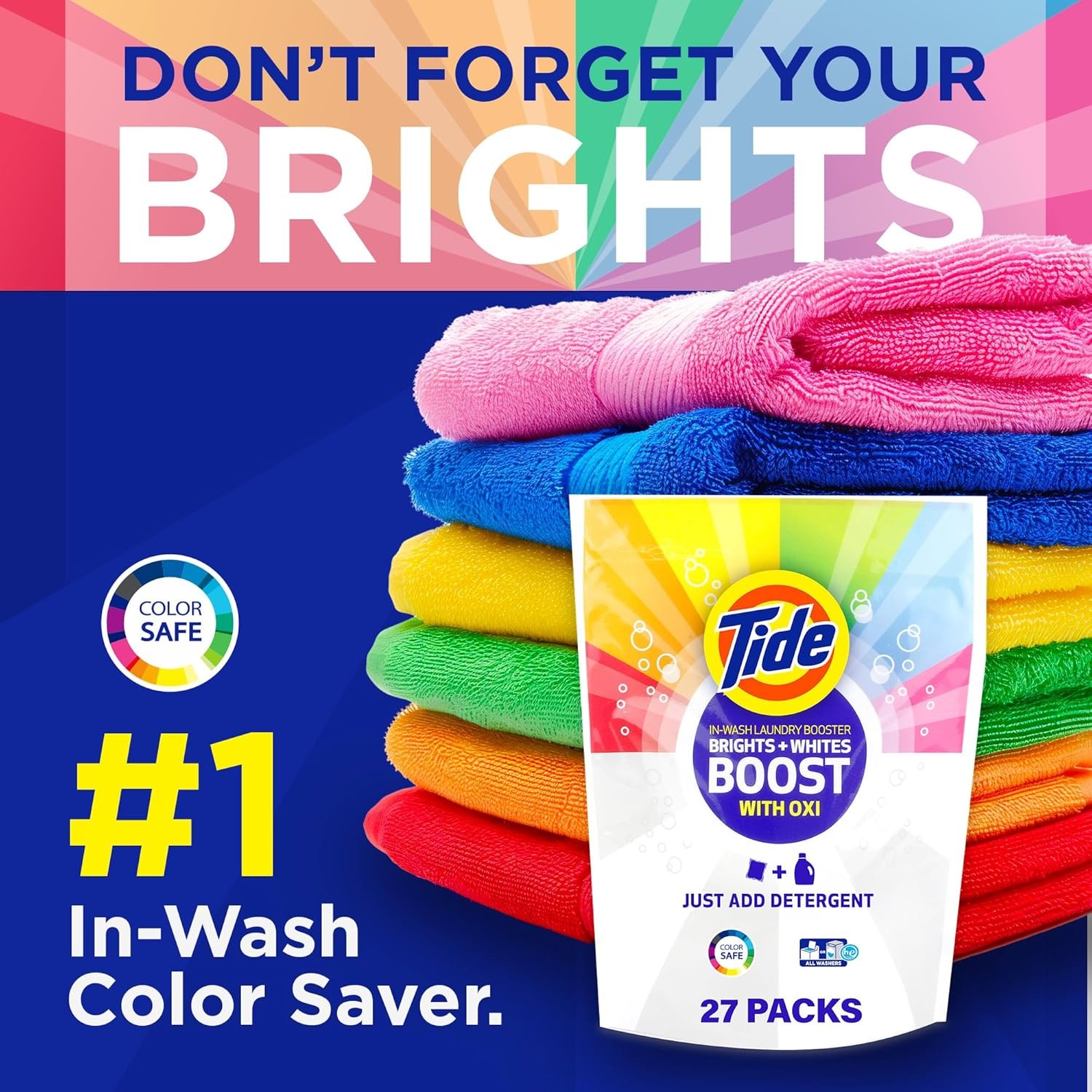 TIDE BRIGHTS & WHITES WASH ODOR ELIMANATOR Scent Booster With Oxi Rescue 1 Pack