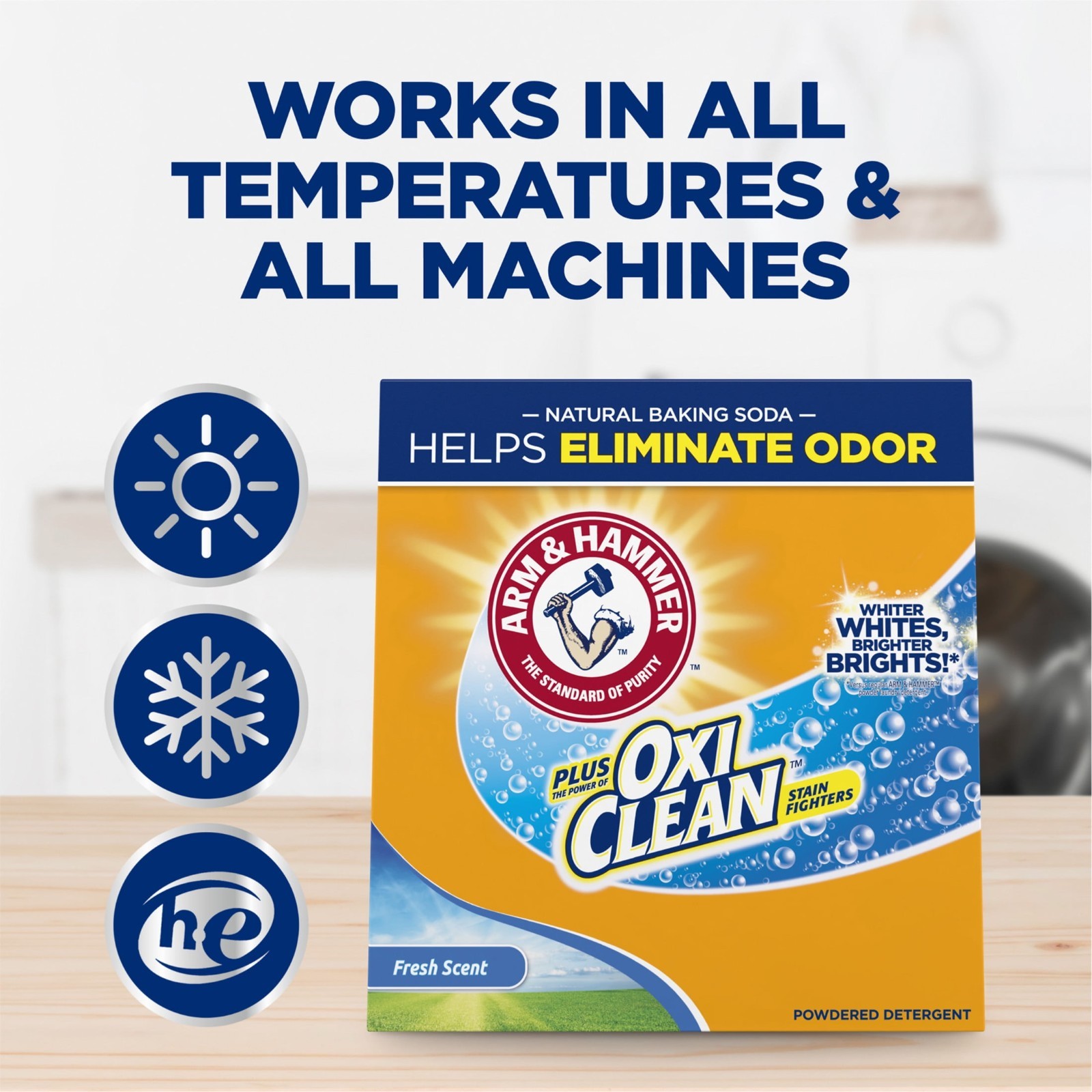 2PK Arm & Hammer Plus OxiClean Powder Laundry Detergent, Fresh Scent, 115 Loads