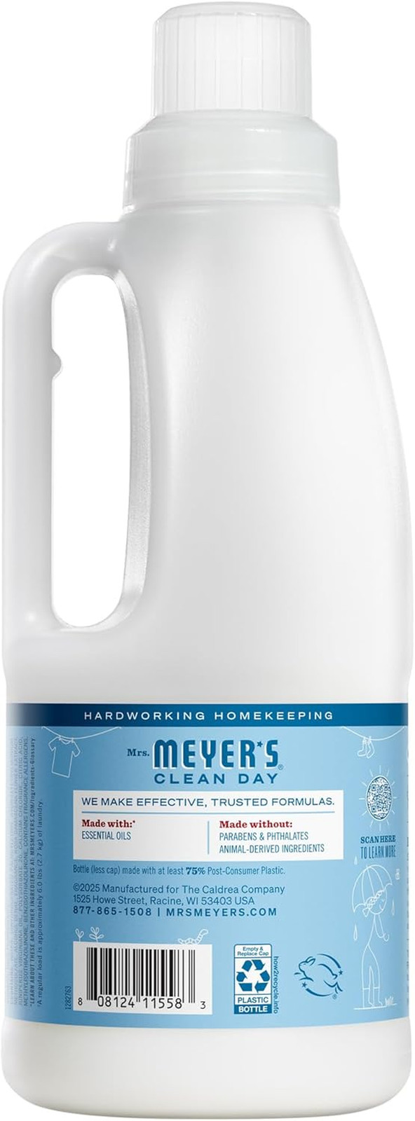 Mrs Meyers Liquid Fabric Softener Rain Water Scent 32 fl oz 32 Loads HE