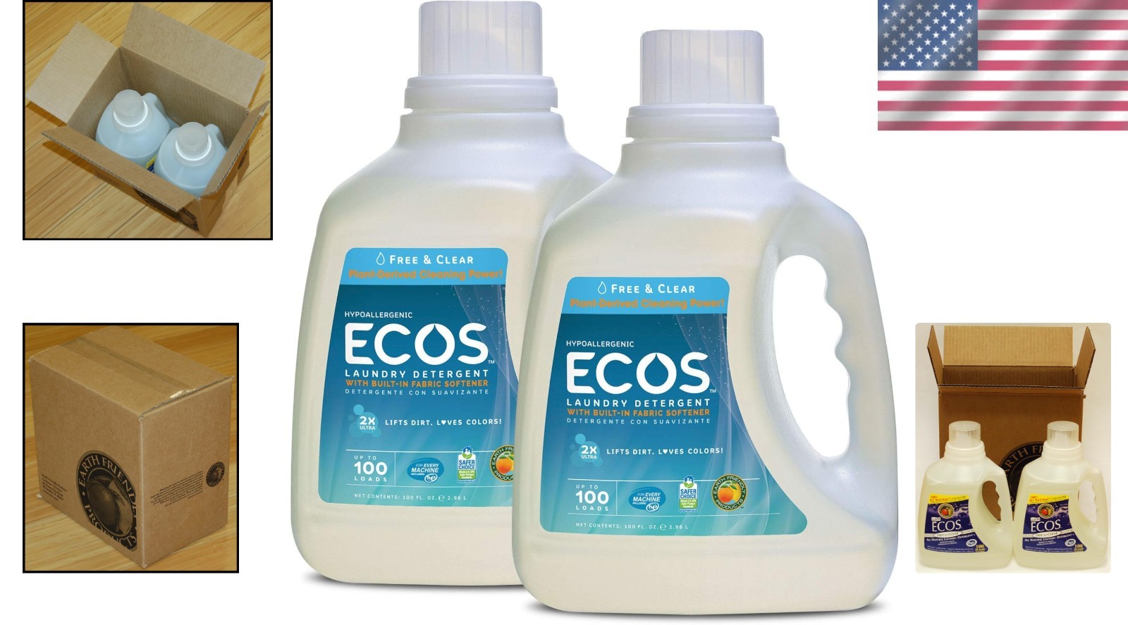 Plant-Based ECOS Laundry Detergent, Fragrance-Free, 200oz