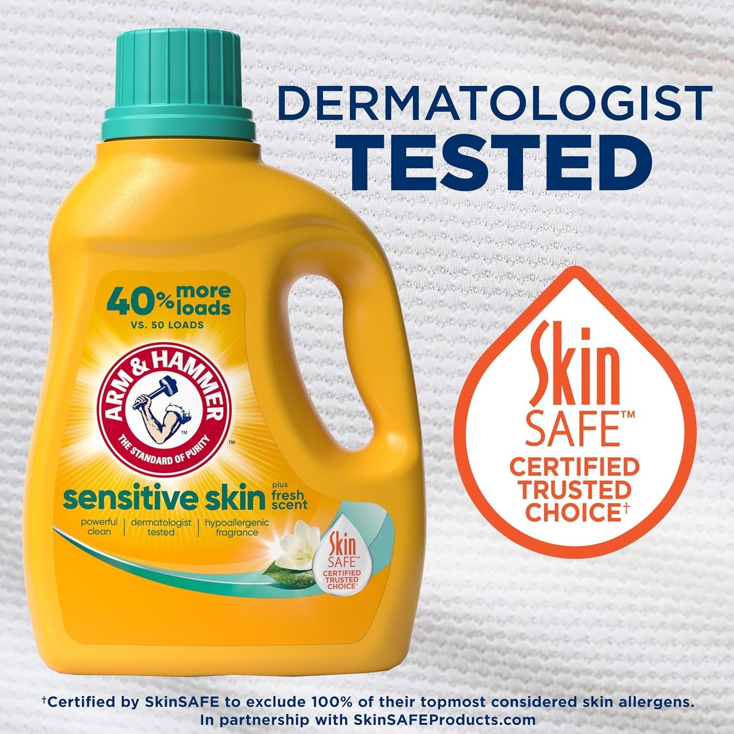 ARM & HAMMER Sensitive Skin Liquid Laundry Detergent, 105 fl oz, 105 Loads