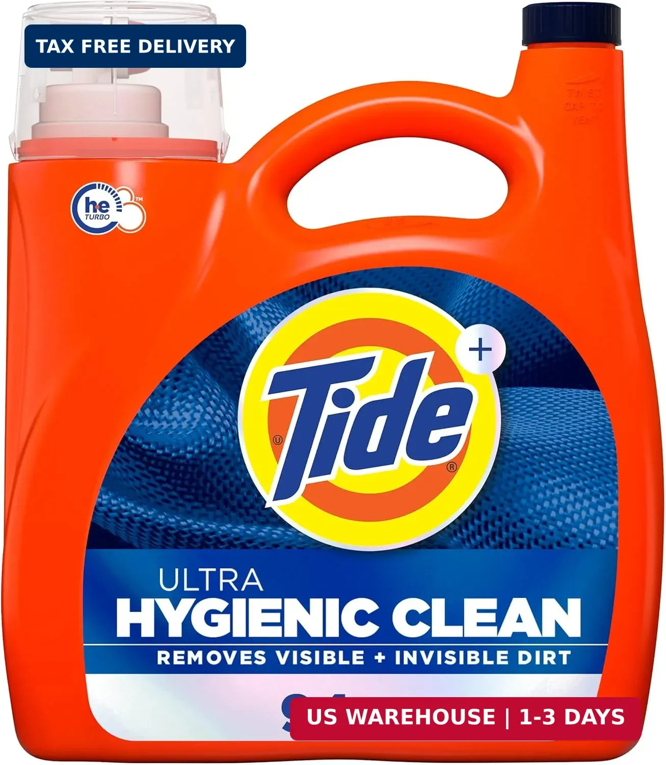 Tide Ultra Hygienic Clean Liquid Laundry Detergent, Original Scent, 132 fl oz, 9