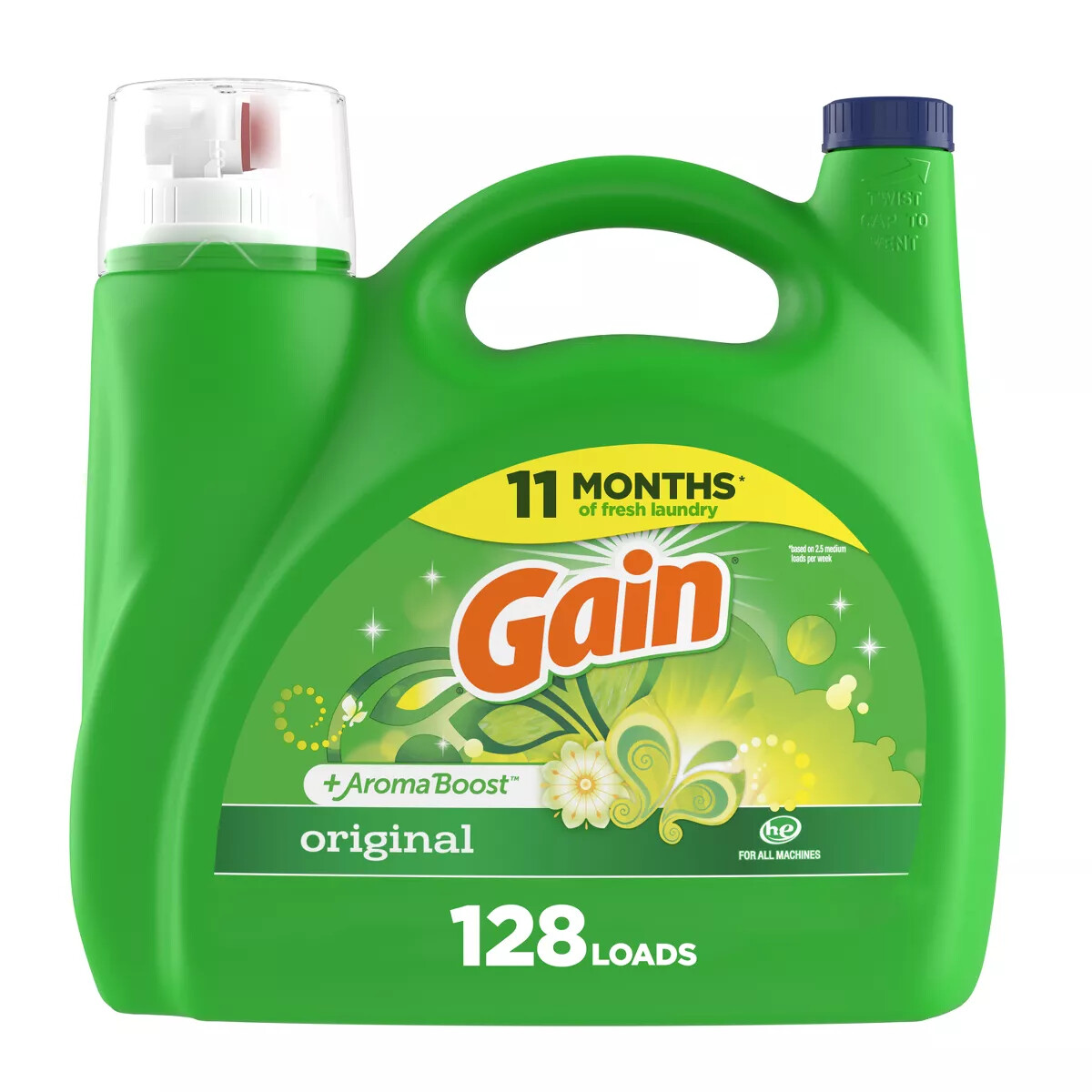 + Aroma Boost Liquid Laundry Detergent, Original Scent, 128 Loads, 184 fl oz, HE