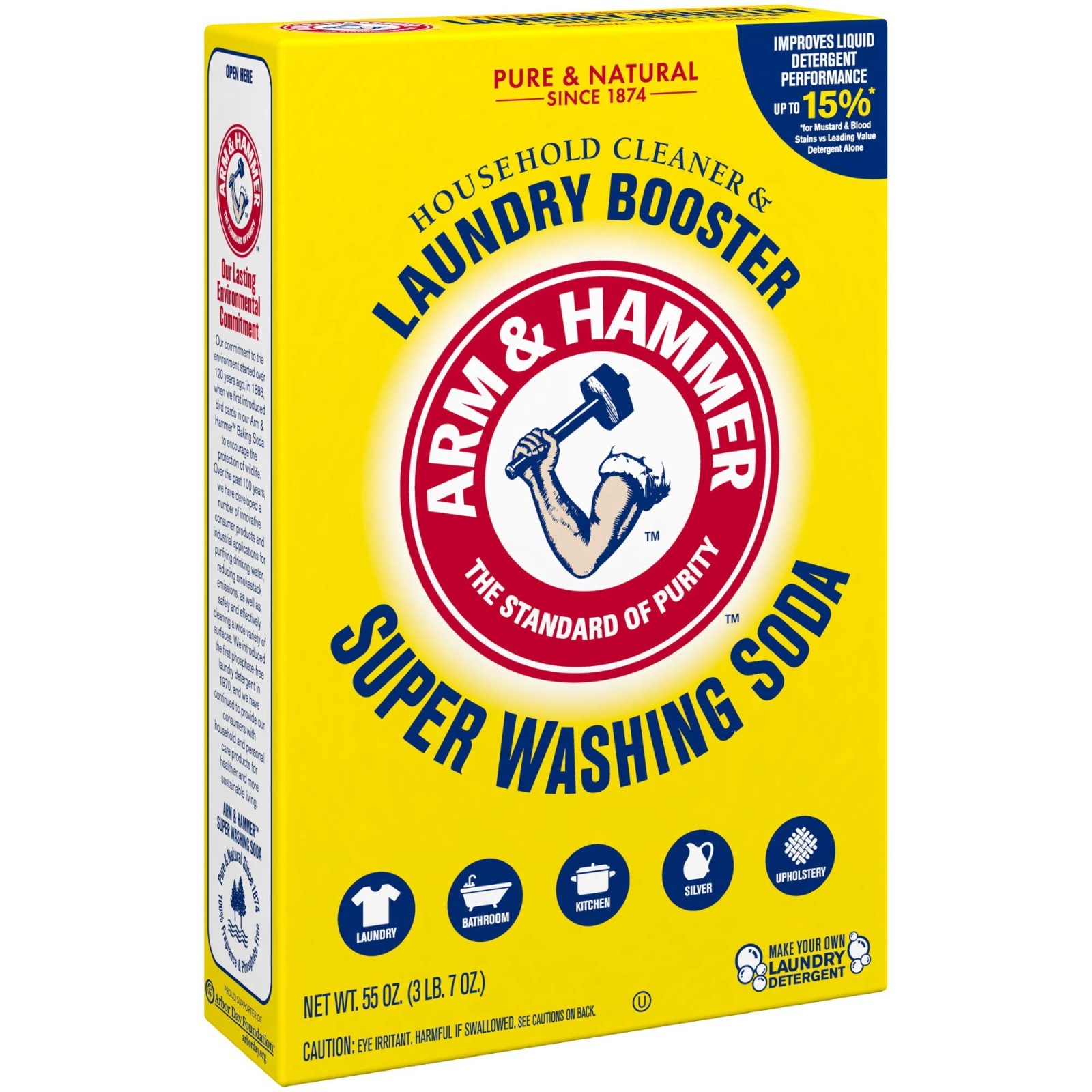 Super Washing Soda Household Cleaner & Laundry Booster, 55 oz – 2 Pack, Eco-Frie