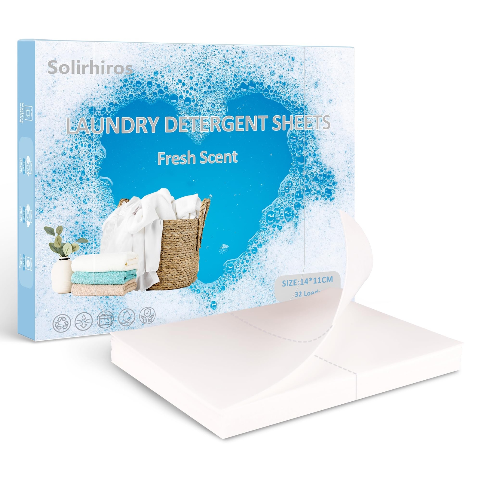 Laundry Detergent Sheets 32 count, Plastic-Free, Recyclable Packaging Travel