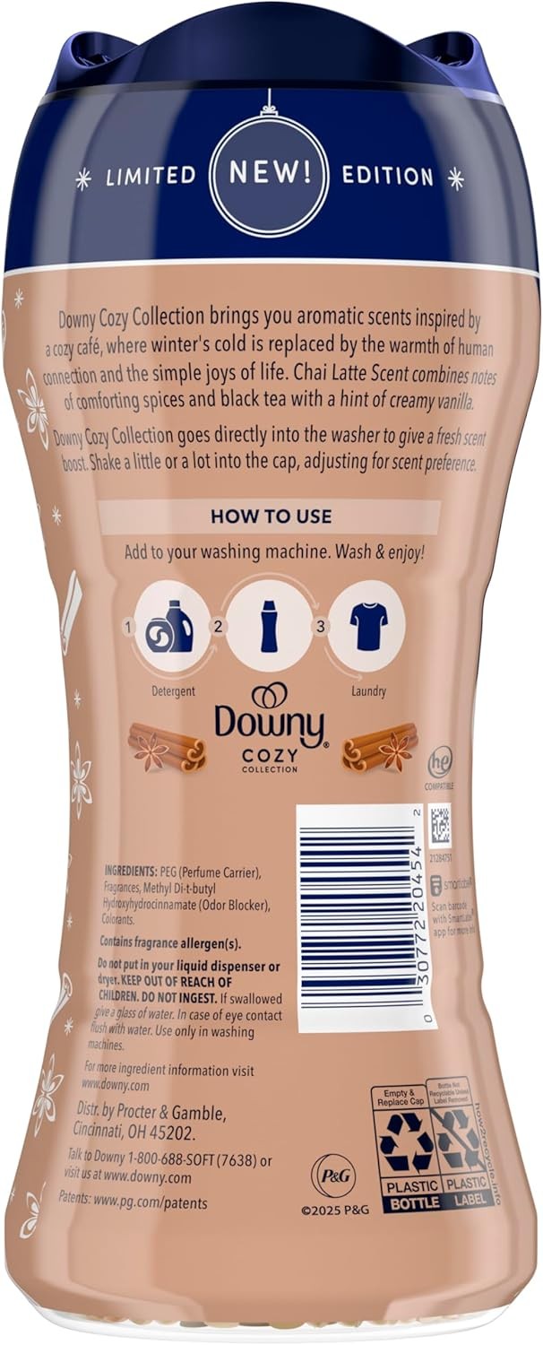 Downy Cozy Collection In-Wash Laundry Scent Booster Beads, Chai Latte Scent, 7.8