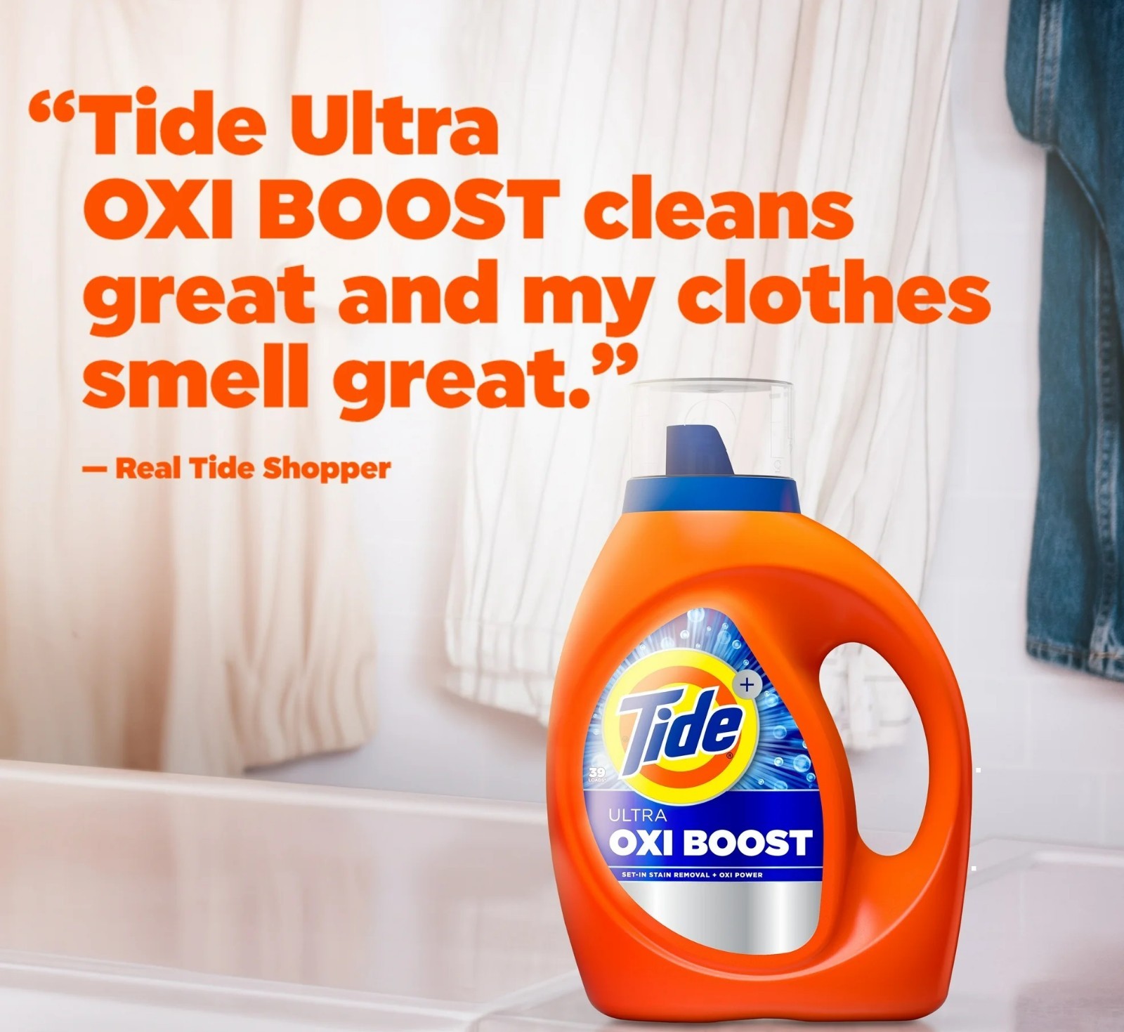 Tide Ultra Oxi Boost Liquid Laundry Detergent, Powerful Stain Remover, 73 fl oz,