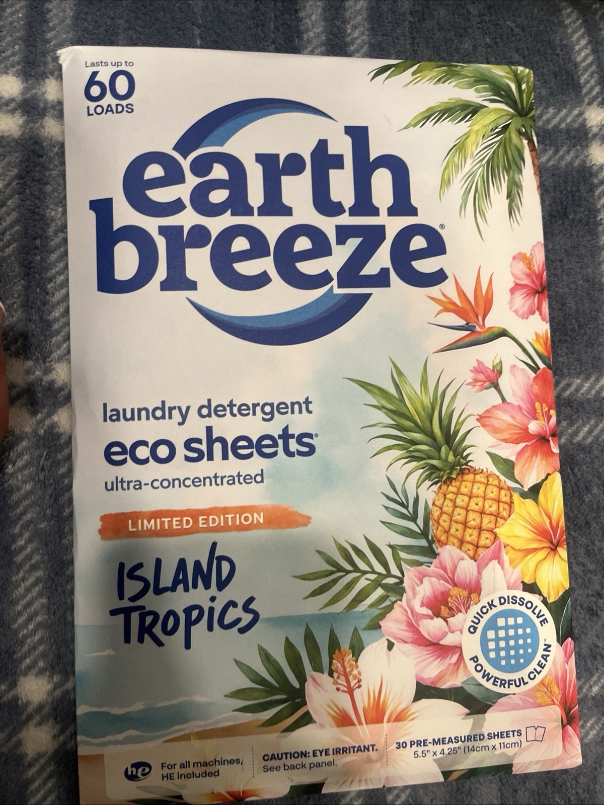 Earth Breeze Laundry Detergent Eco Sheets Island Tropics 30ct 60 Loads New