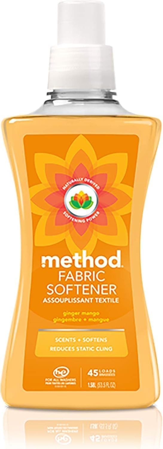 Plant-Based Fabric Softener: Method Ginger Mango 53.5oz, Soft & Fresh Laundry