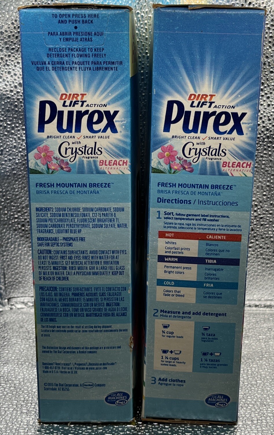 2 PUREX DIRT LIFT ACTION Crystals FRESH MOUNTAIN BREEZE Laundry Detergent 22 Oz