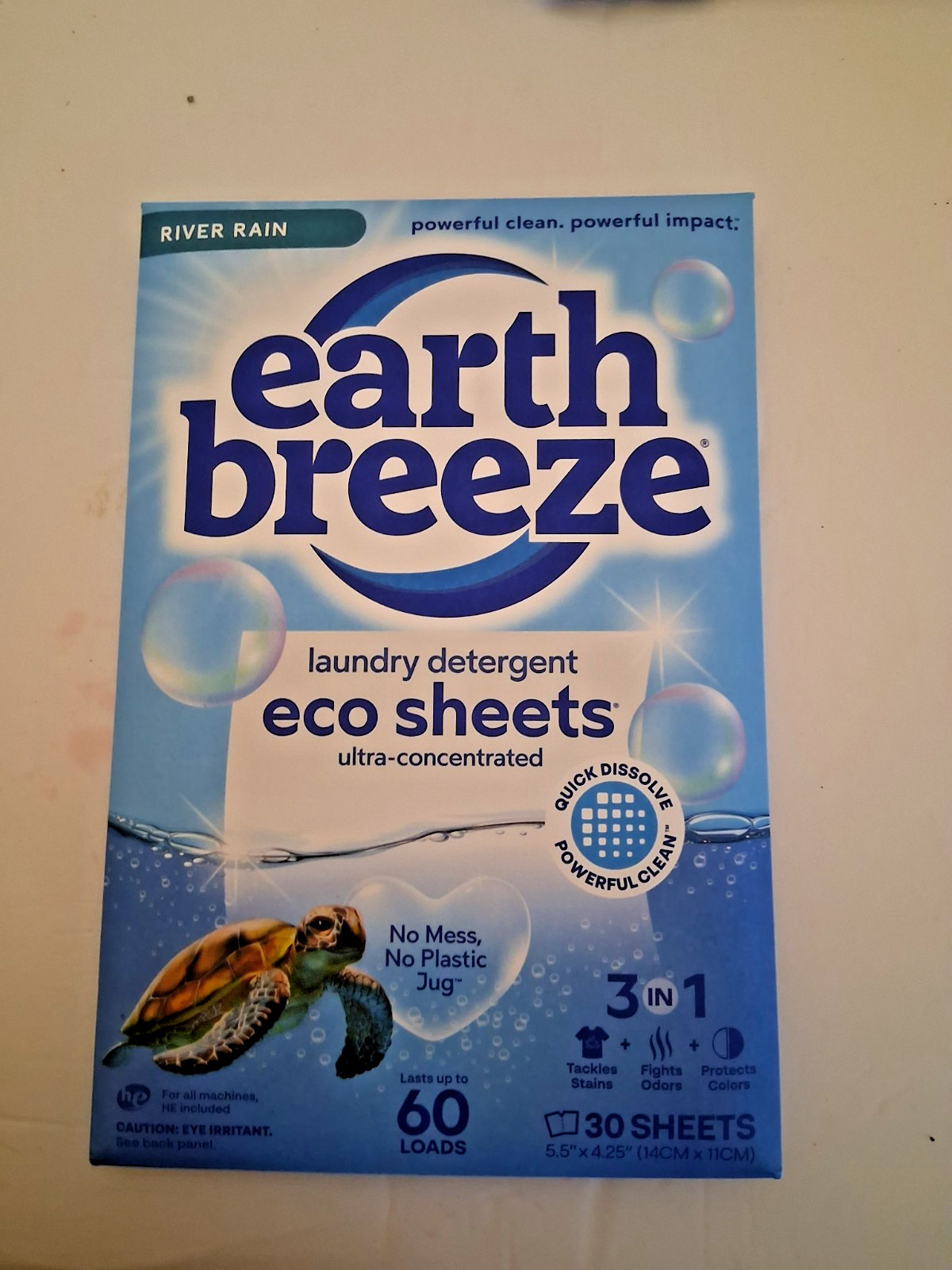 Earth Breeze Laundry Detergent Sheets River Rain Scent – 60 Loads Eco 30Ct