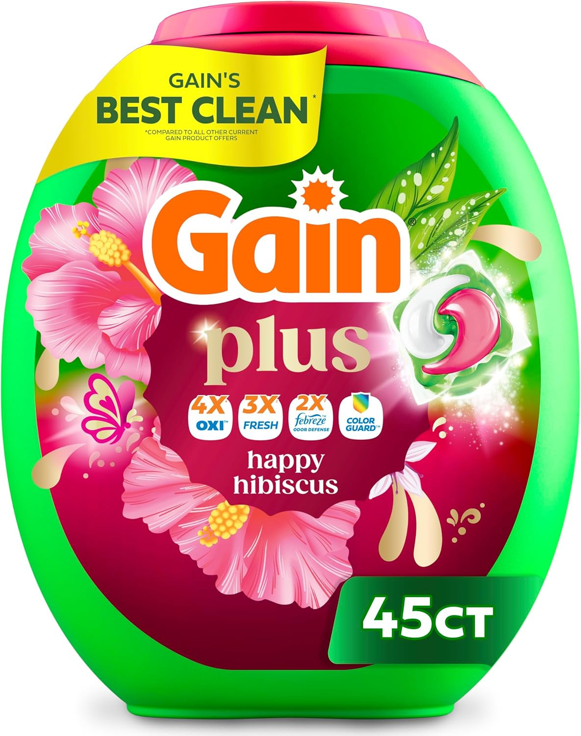 Gain plus Flings Liquid Washing Detergent Pods, Gain’S Best Clean, All-In-One, H