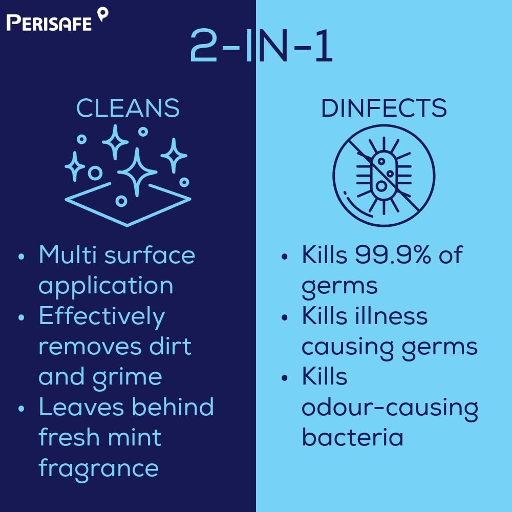 PERISAFE 100 Biodegradable Disinfectant Wipes – Antibacterial, Fresh Mint