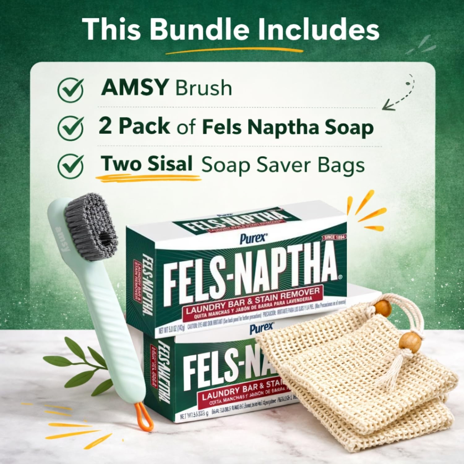 Multifunctional Stain Remover Laundry Bundle with Cleaning Brush & 2 Fels Naphta