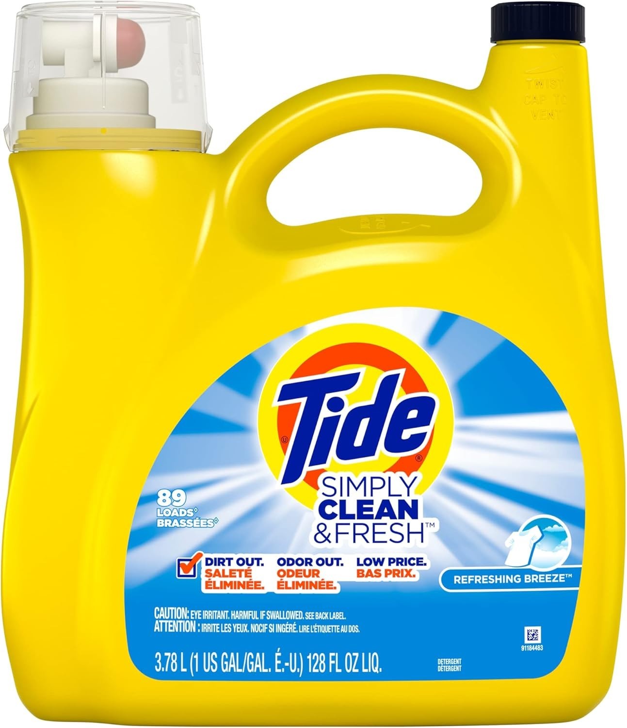 Tide Simply Clean & Fresh Liquid Laundry Detergent, Refreshing Breeze, 128 fl oz