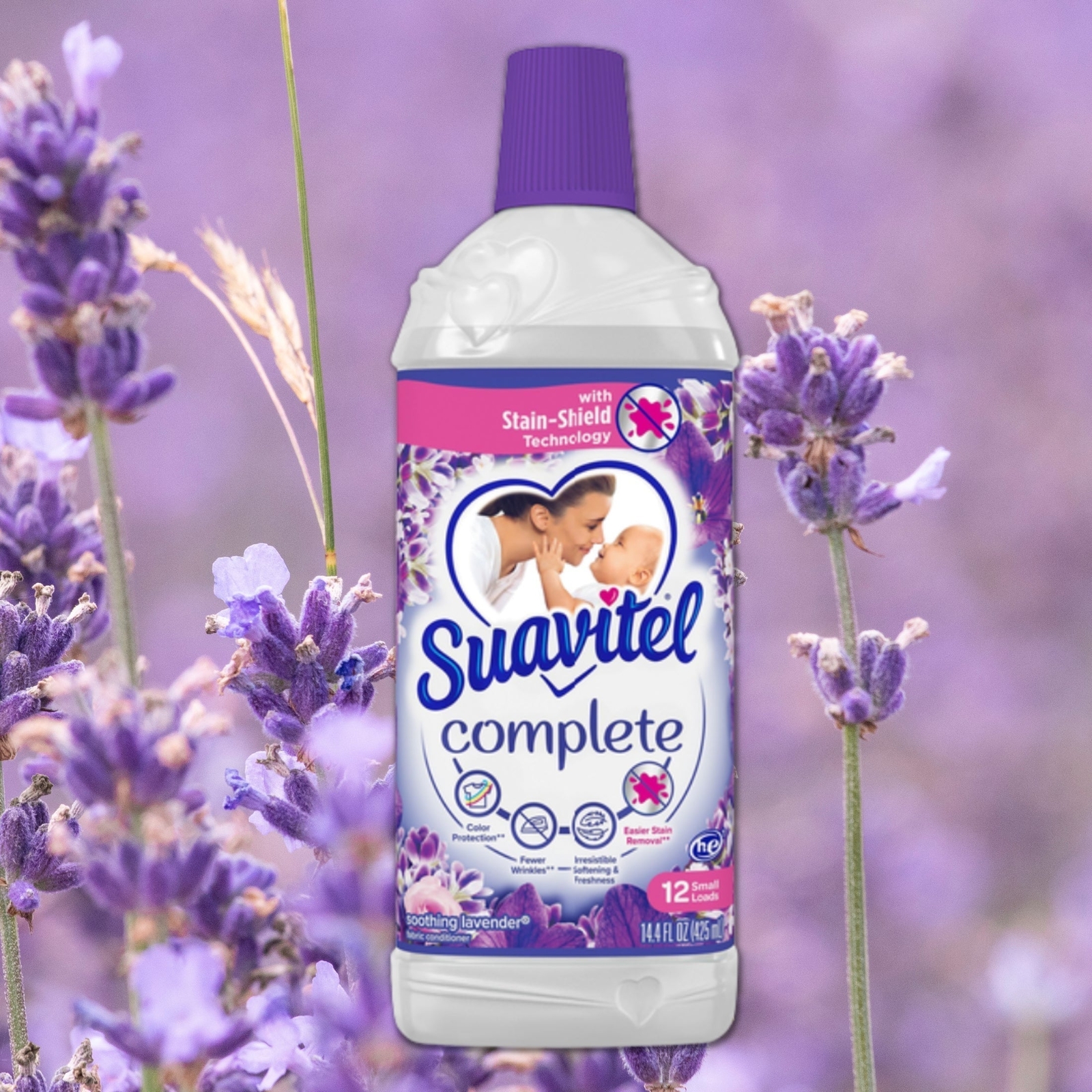 Suavitel Complete Fabric Softener – Soothing Lavender Scent, 425ml (Pack of 12)