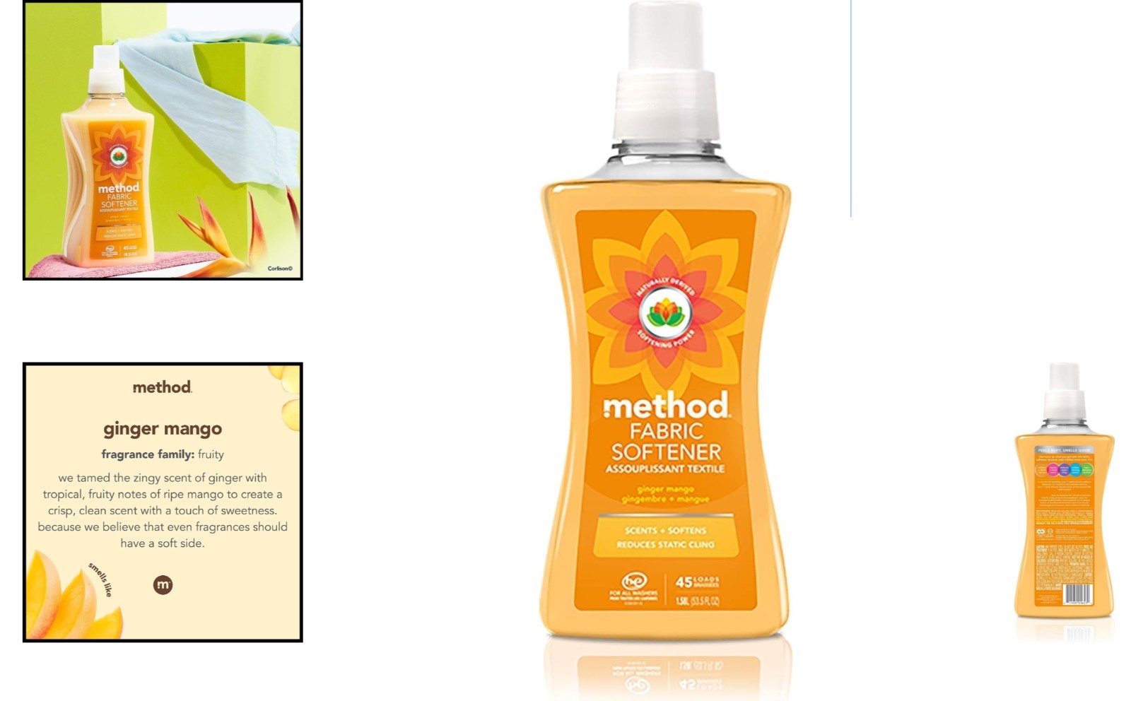 Plant-Based Fabric Softener: Method Ginger Mango 53.5oz, Soft & Fresh Laundry