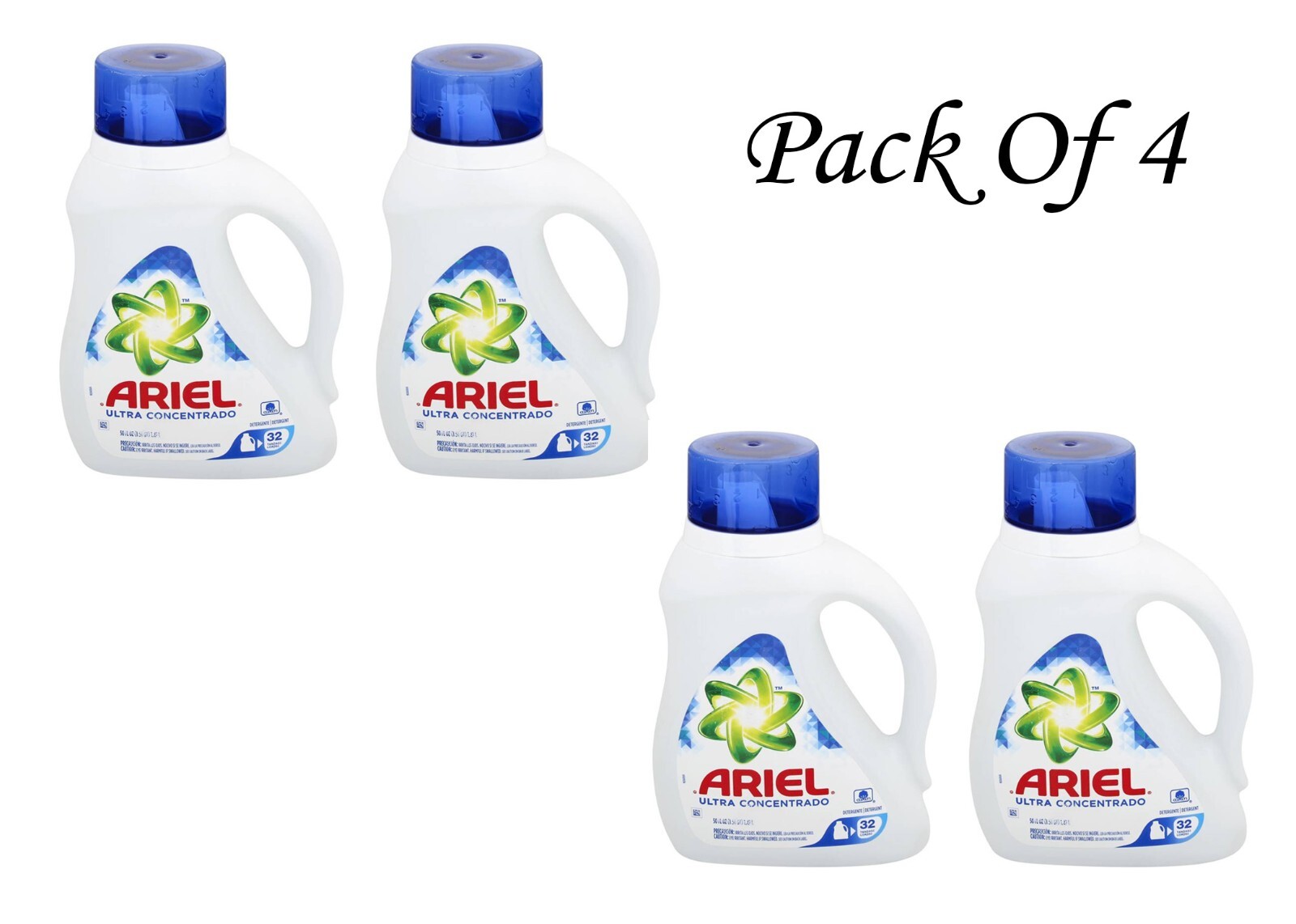 Ariel Ultra Concentrado Detergent 50 Fl Oz 32 Loads Each (4 Pack) Total 128 Load