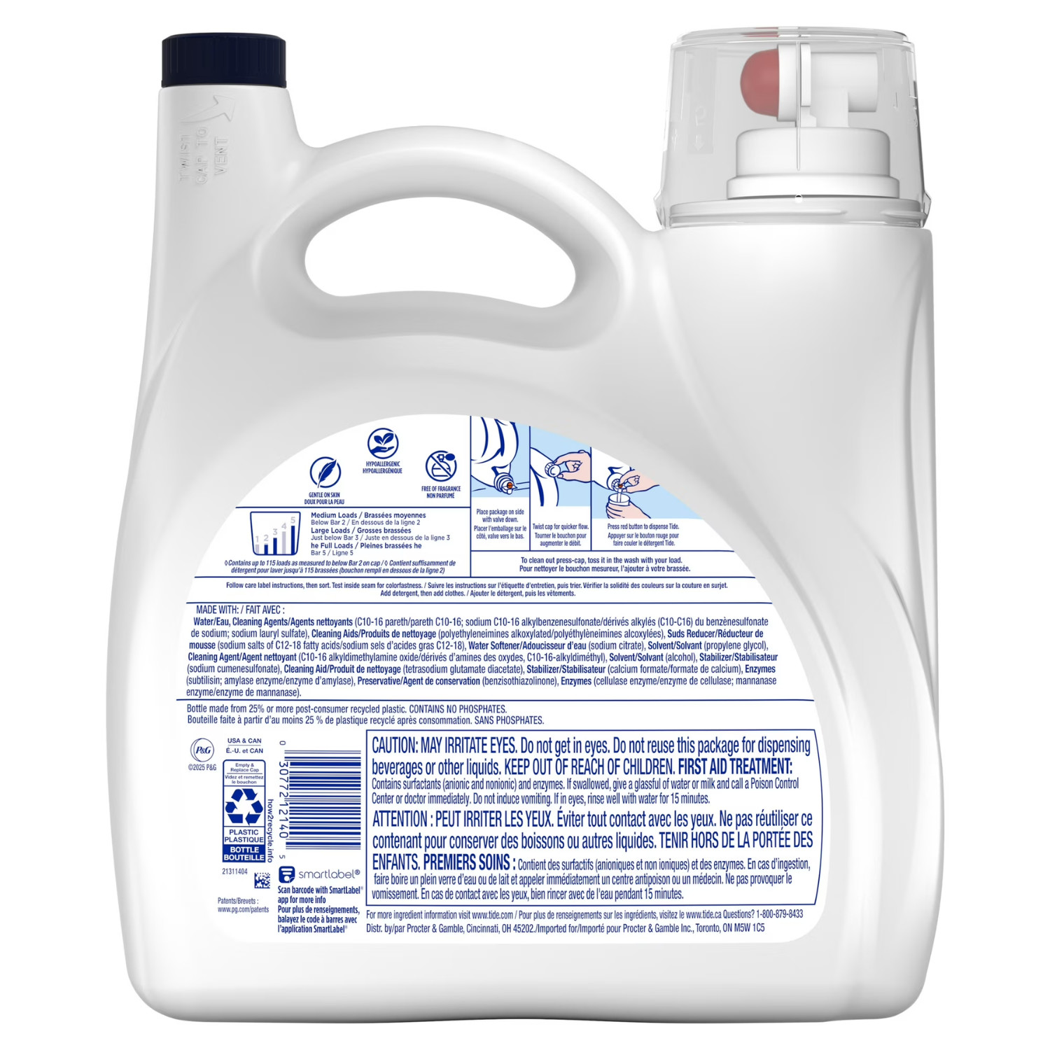Tide Free Gentle HE Liquid Laundry Detergent 132 Fl Oz 100 Loads