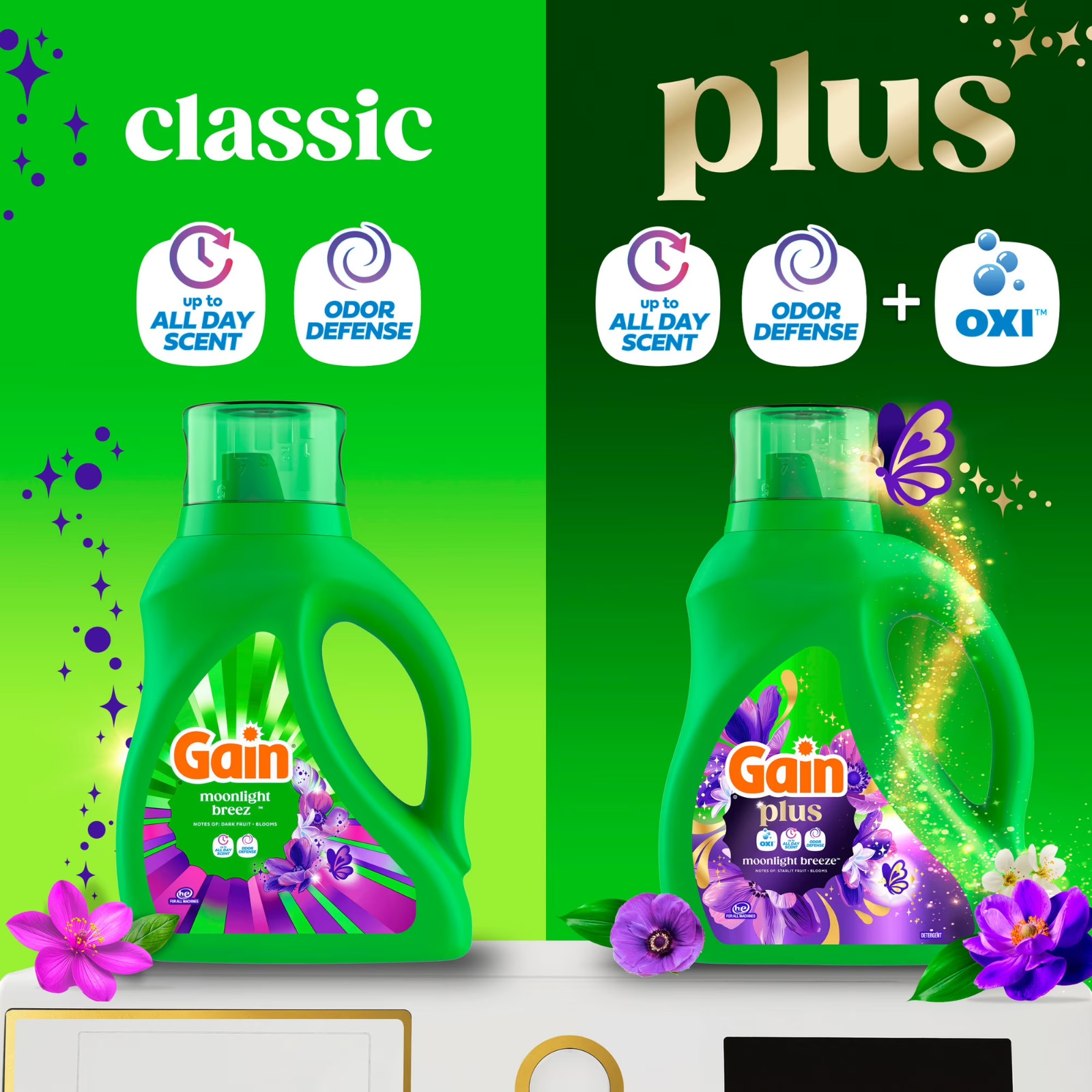 Gain + OXI Liquid Laundry Detergent Moonlight Breeze 99 oz 3-Pack USA
