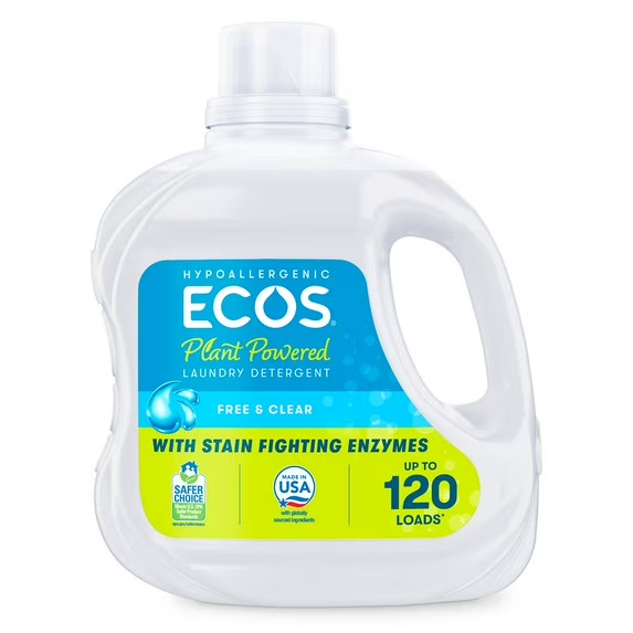 ECOS Free & Clear Hypoallergenic Laundry Detergent 110 Oz 120 Loads