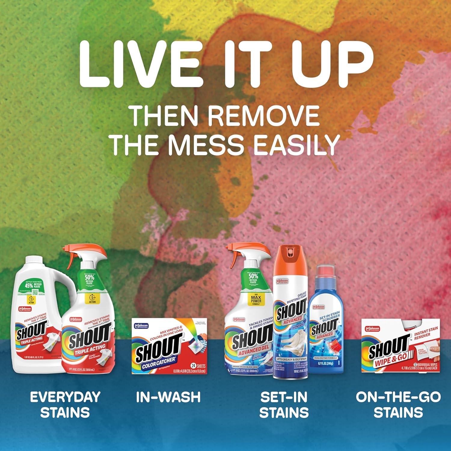 Shout Advanced Spray & Wash Stain Remover Gel, 22Oz, Pack of 3, Best Formula