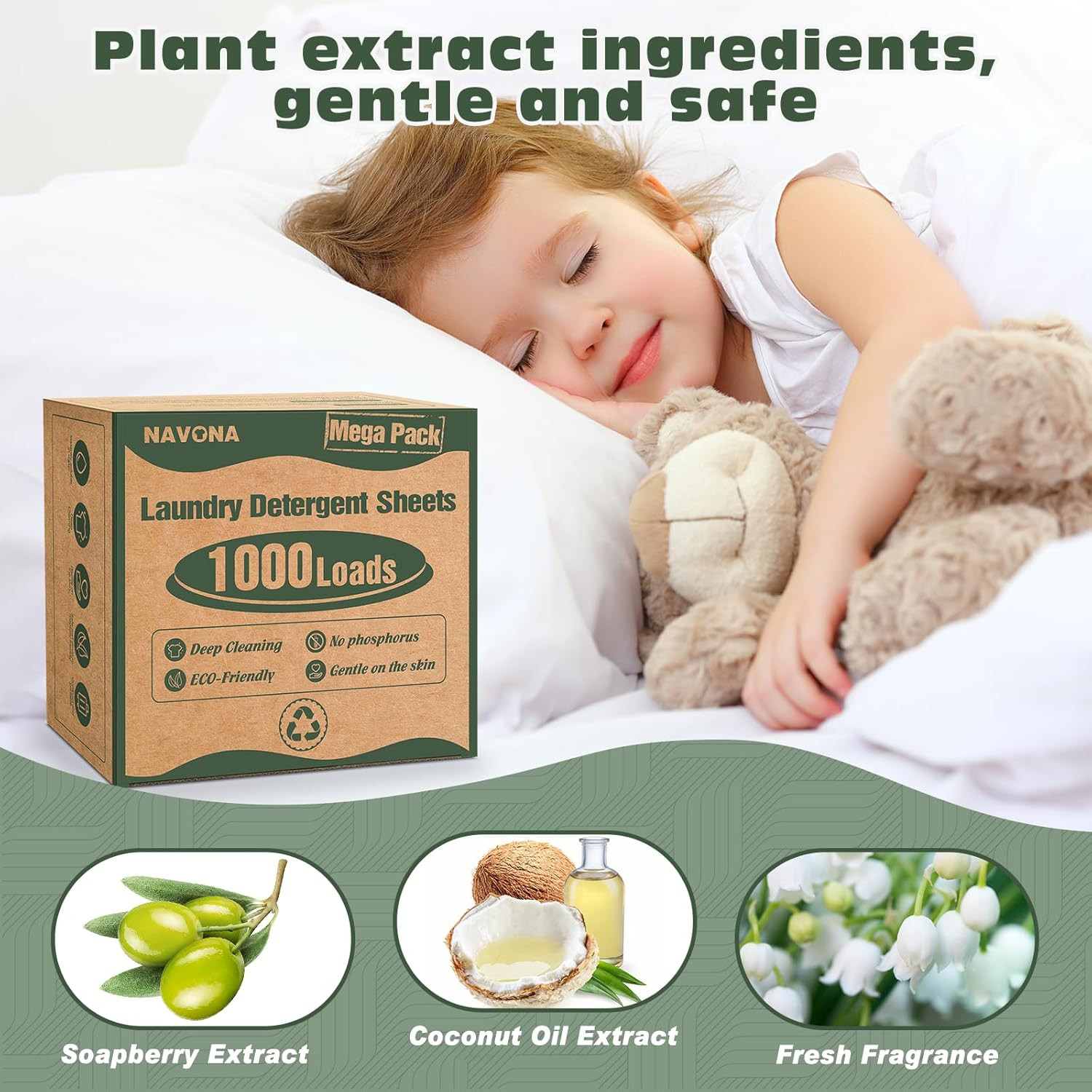 1000 Loads Mega Pack Laundry Detergent Sheets, Eco-Friendly Laundry Sheets, Powe