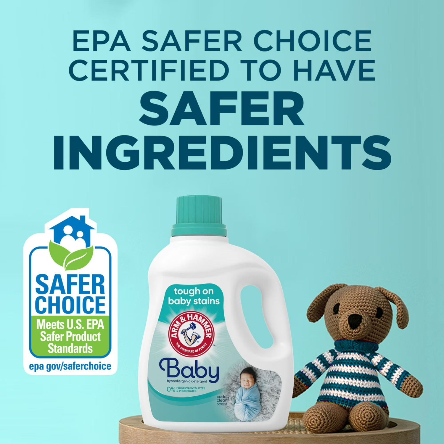 ARM & Hammer Baby Hypoallergenic Liquid Laundry Detergent 77 Loads HE, 4 Pack