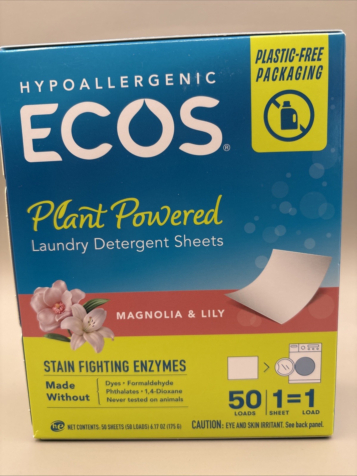 ECOS Laundry Detergent Sheets Magnolia & Lily 50 Count Plant Powered NEW