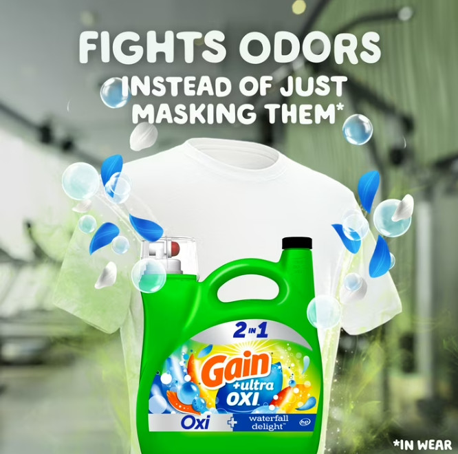 (2 pack)Gain Ultra Oxi Laundry Detergent, Waterfall Delight 154 fl oz 107 Loads