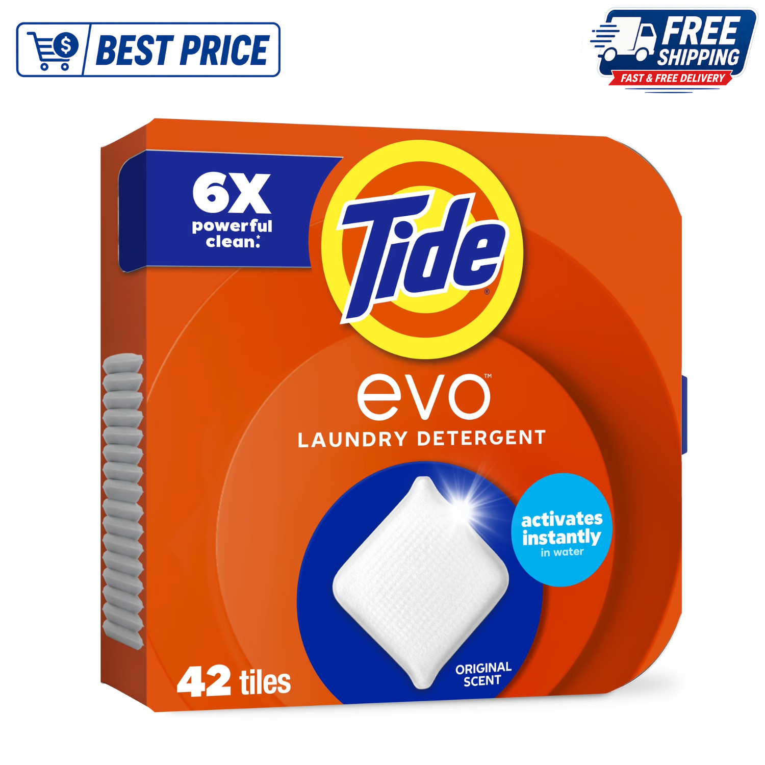 Tide Evo Laundry Detergent Tiles 42 Count Original Scent Concentrated Formula