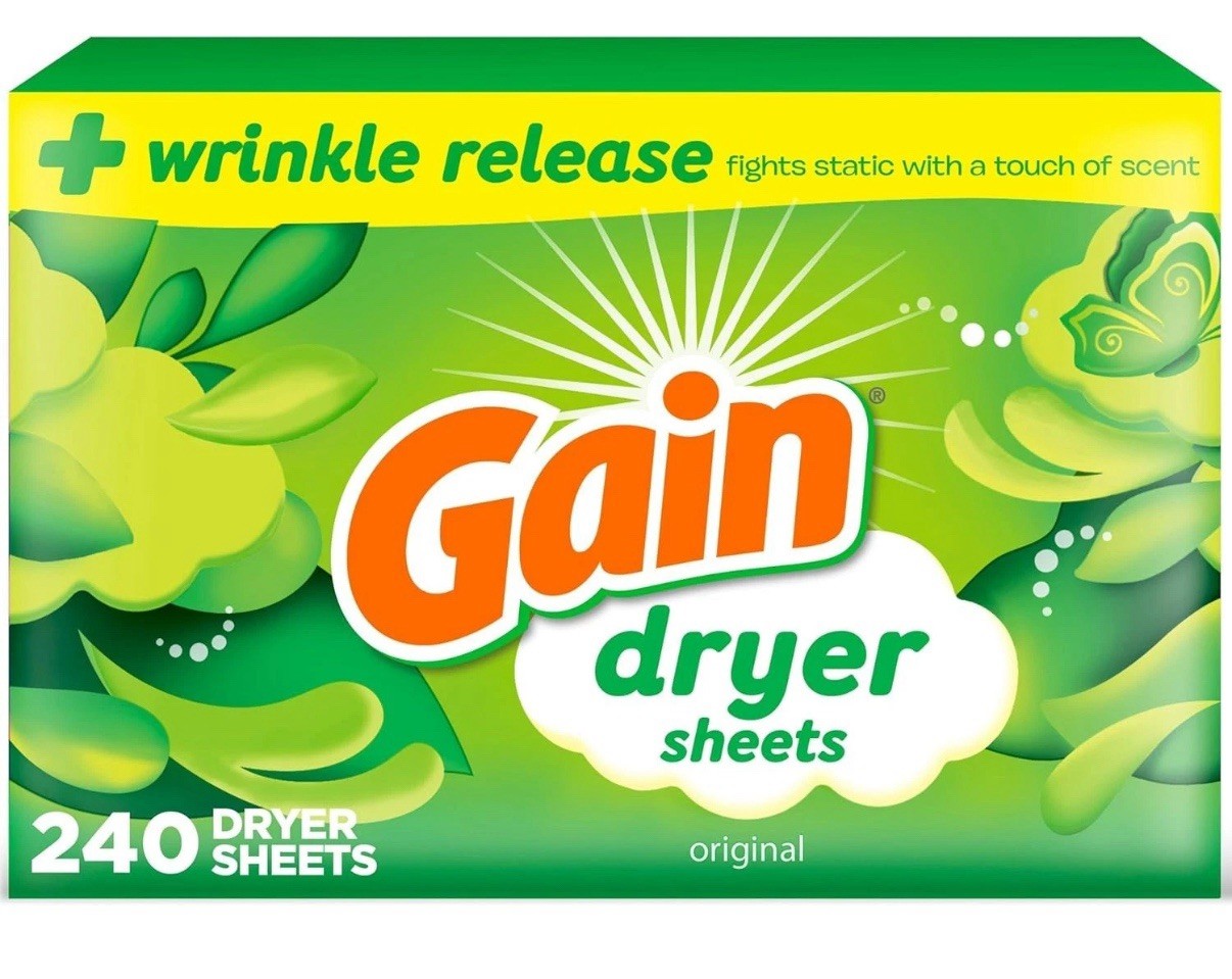 ( Pack Of 2)Gain Dryer Sheets Anti-Static Fabric Softener, Original Scent 240ct