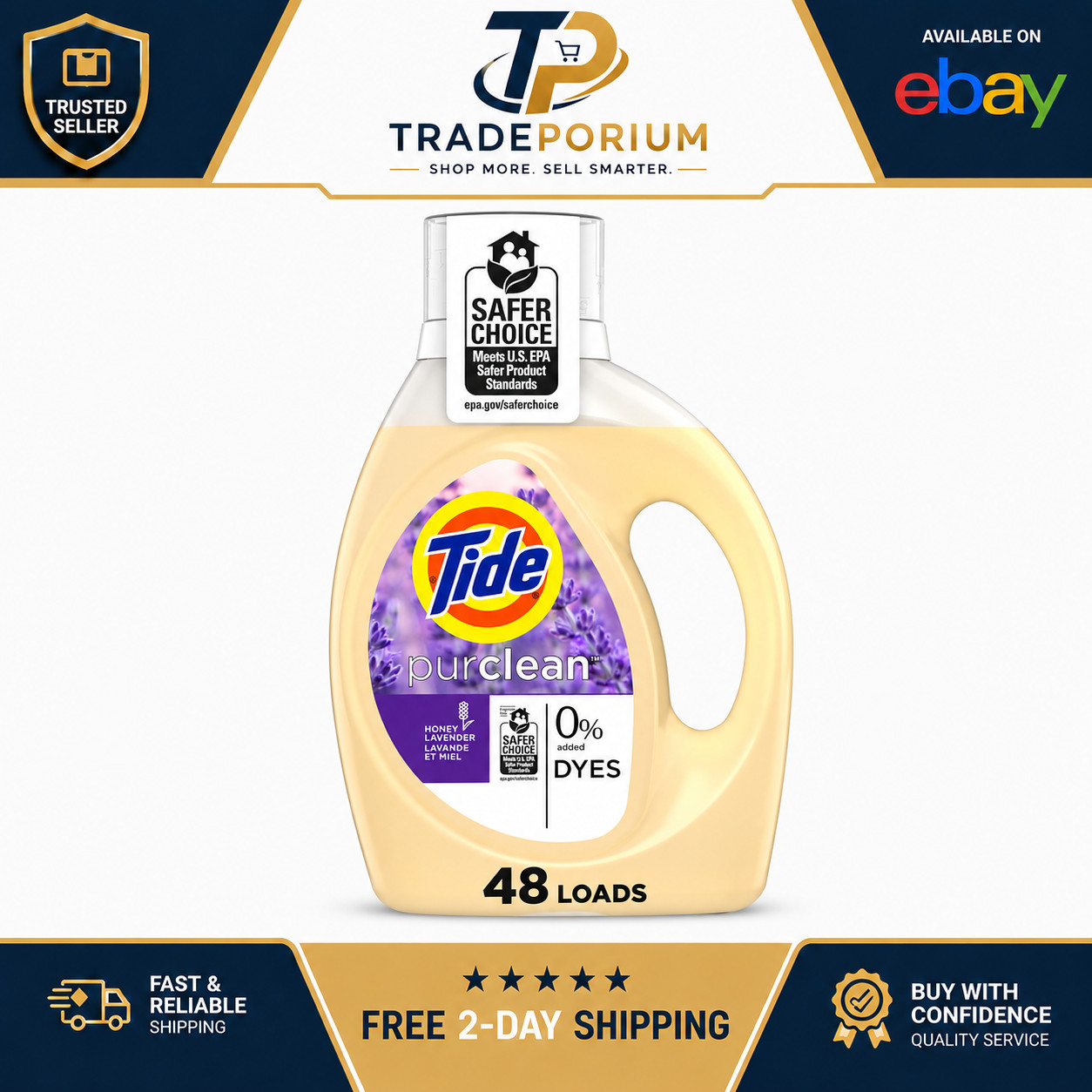 Tide Purclean Liquid Laundry Detergent Honey Lavender 63 fl oz Plant Based