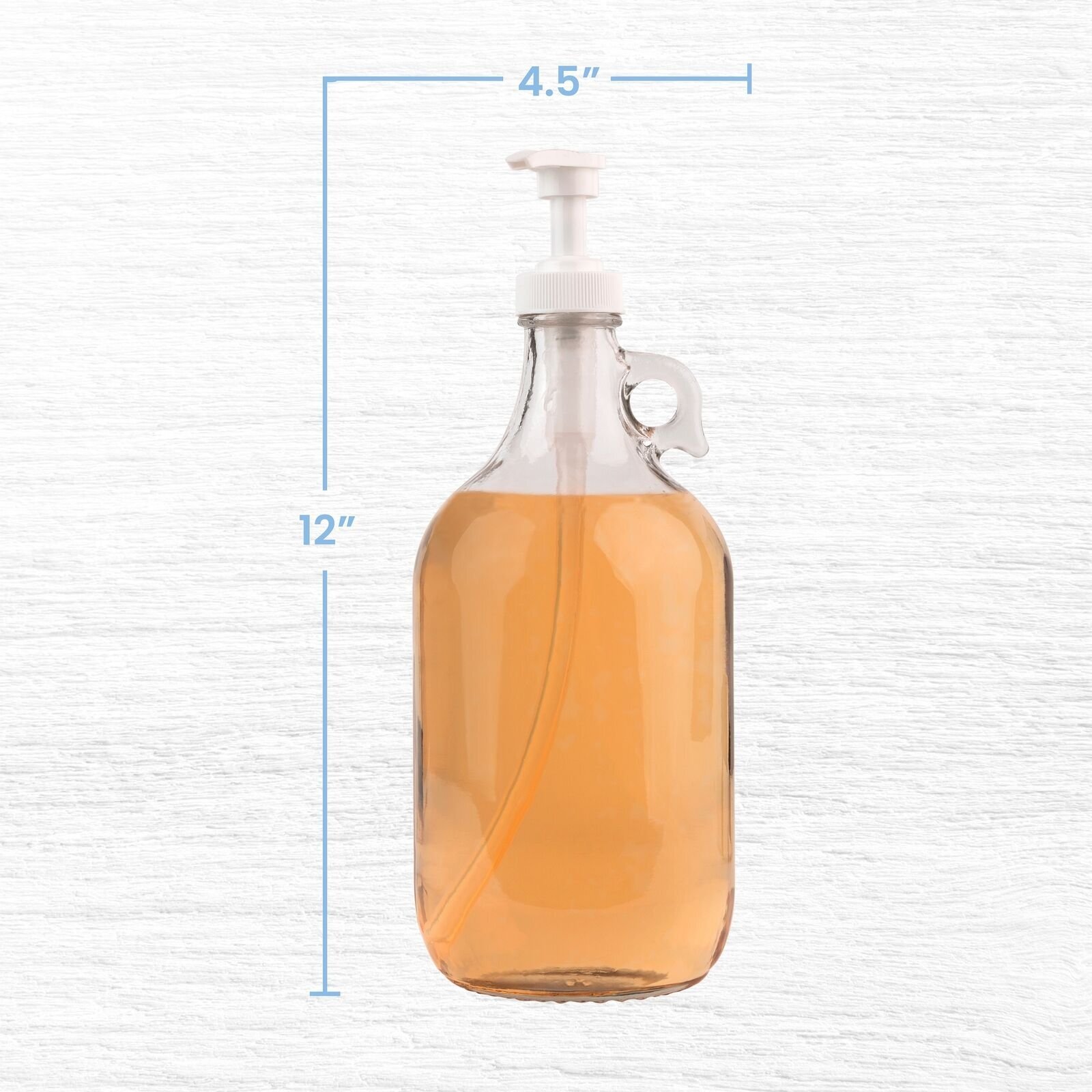 Half Gallon Glass Pump Dispenser Bottle, Large Jug with Pump for Laundry Soap