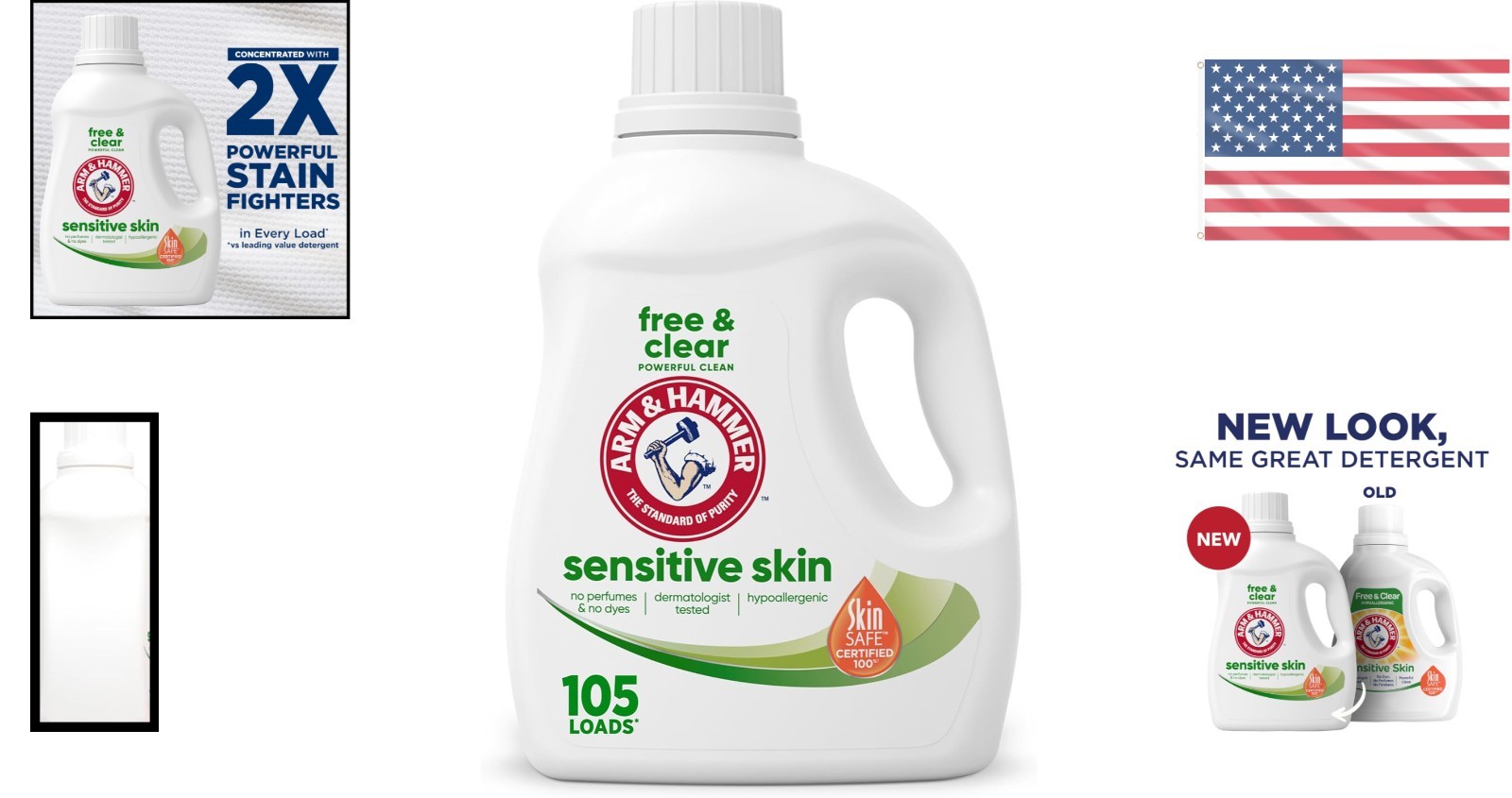 Concentrated Free & Clear Laundry Detergent – 105 Loads for Sensitive Skin
