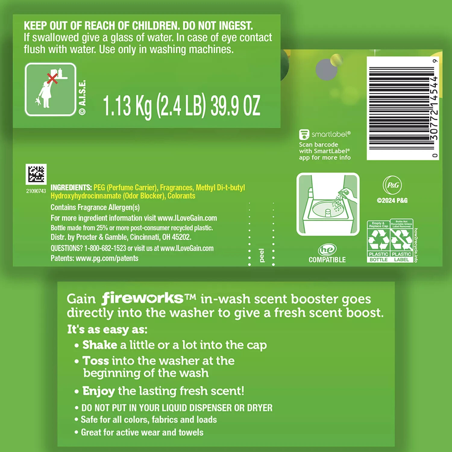 Gain Fireworks In-Wash Scent Booster Beads Original Scent 39.9 oz
