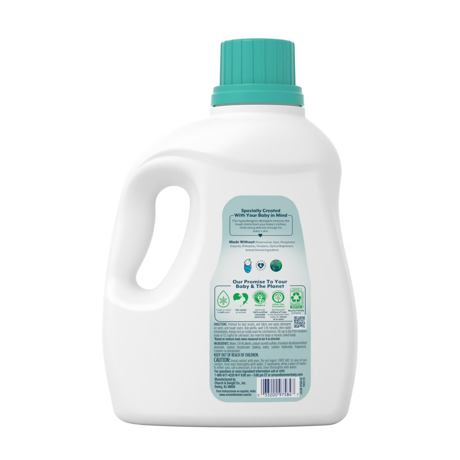 ARM & Hammer Baby Hypoallergenic Liquid Laundry Detergent 77 Loads HE, 4 Pack