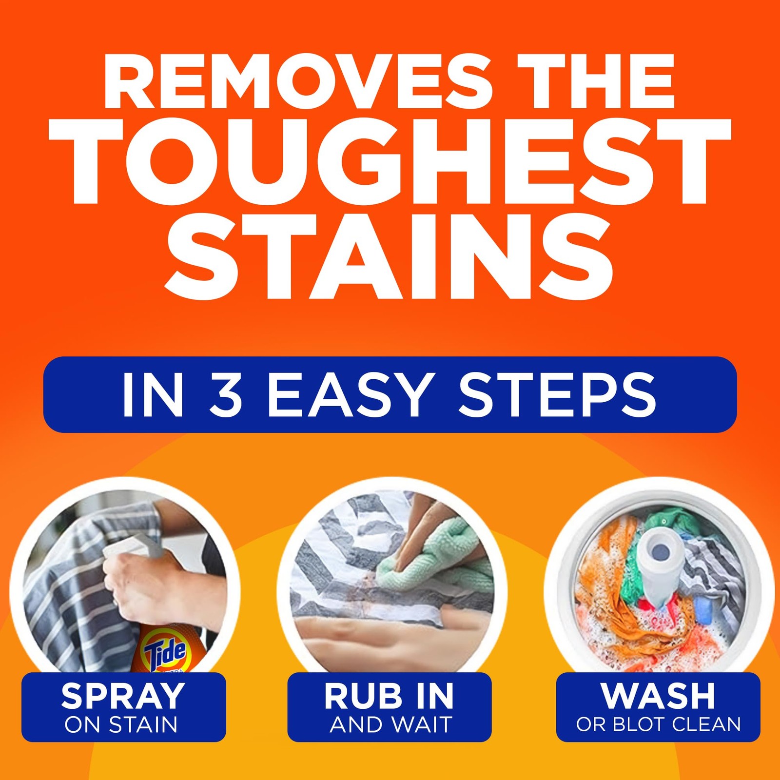 Tide Laundry Stain Remover Spray with 15.67 Fl Oz (Pack of 3), Orange, Blue