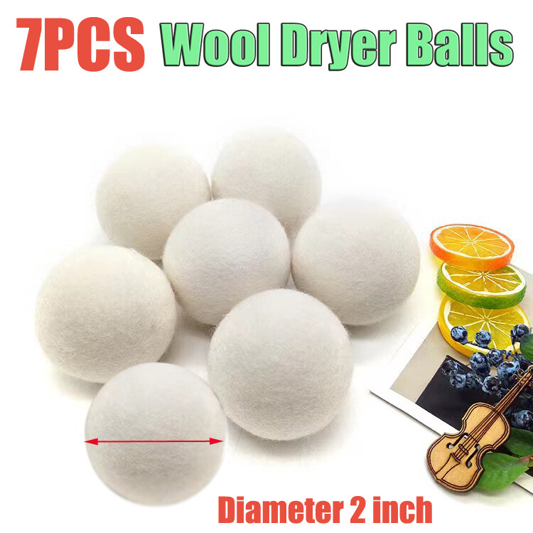 New 7Pcs Wool Dryer Balls 100% Organic Wool Natural Laundry Fabric Softener US