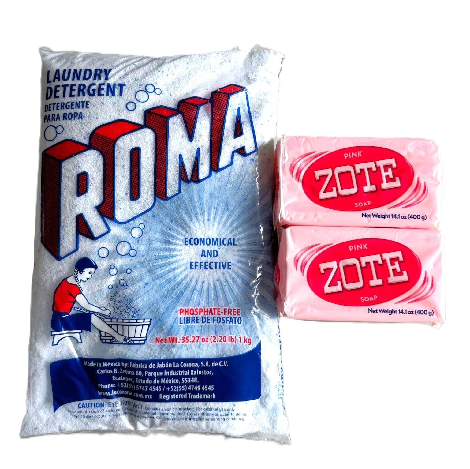 Bundle 1 Kg Roma Polvo Powder laundry detergent 200-400g Zote Laundry Soap Pink