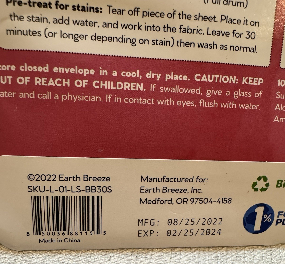 NEW Earth Breeze Laundry Detergent Eco Sheets Baby, Expired 2024, Up 2 180 Loads