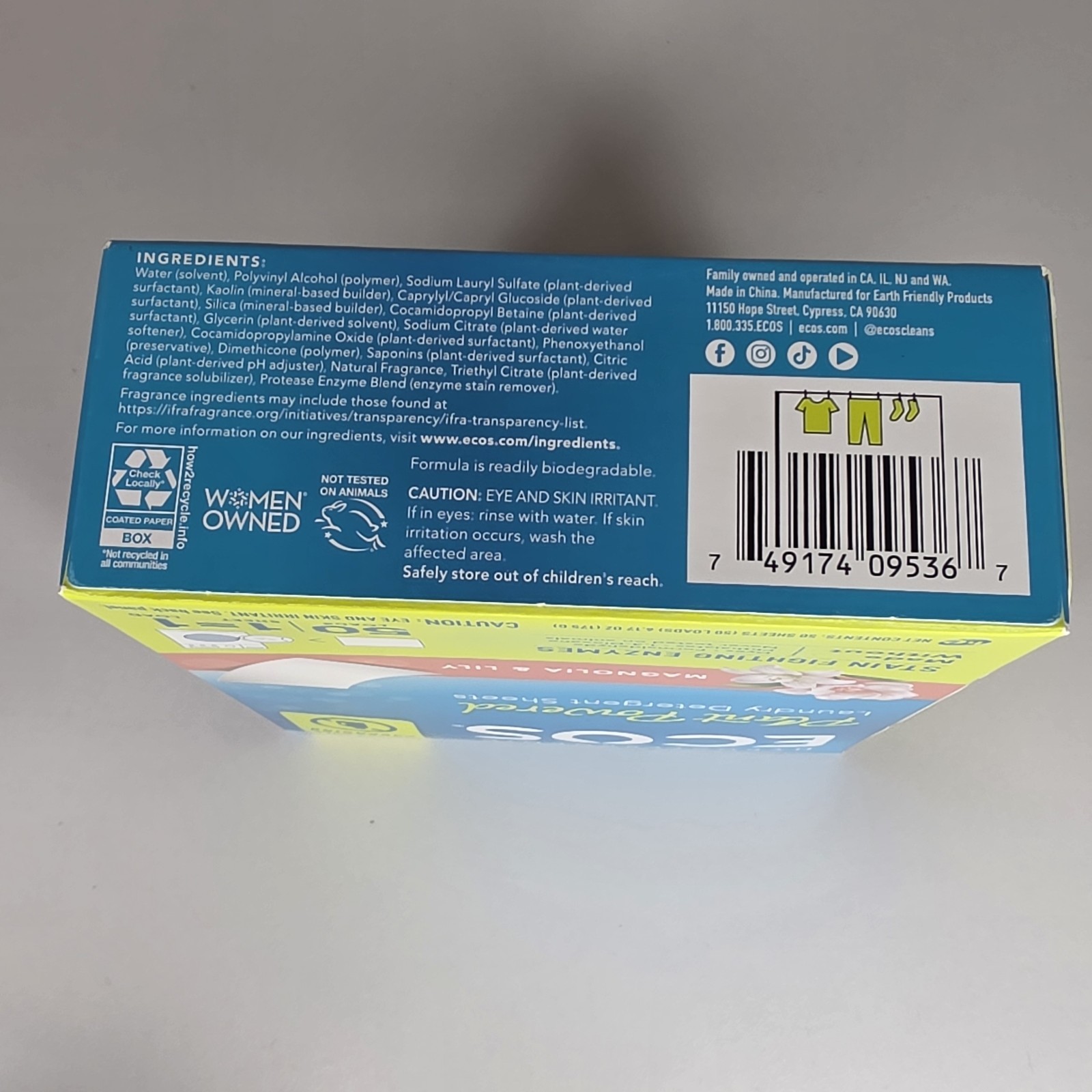 ECOS Laundry Detergent Sheets Magnolia & Lily 50 Count Plant Powered NEW