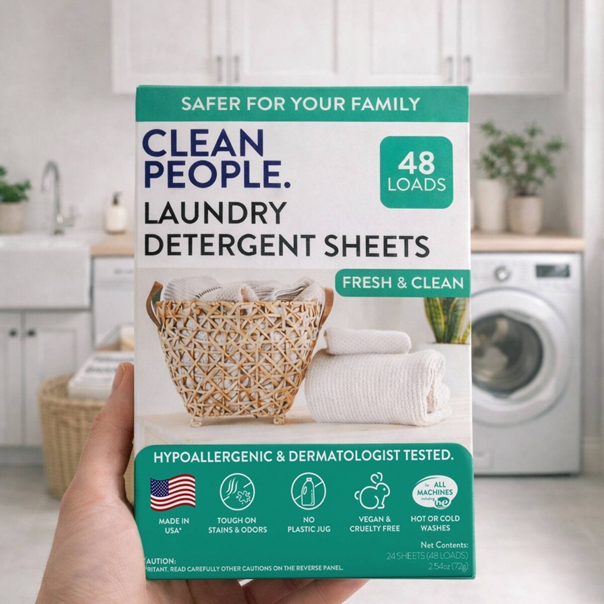 Clean People Laundry Detergent Sheets – Fresh & Clean – 48 Loads: Hypoallergenic