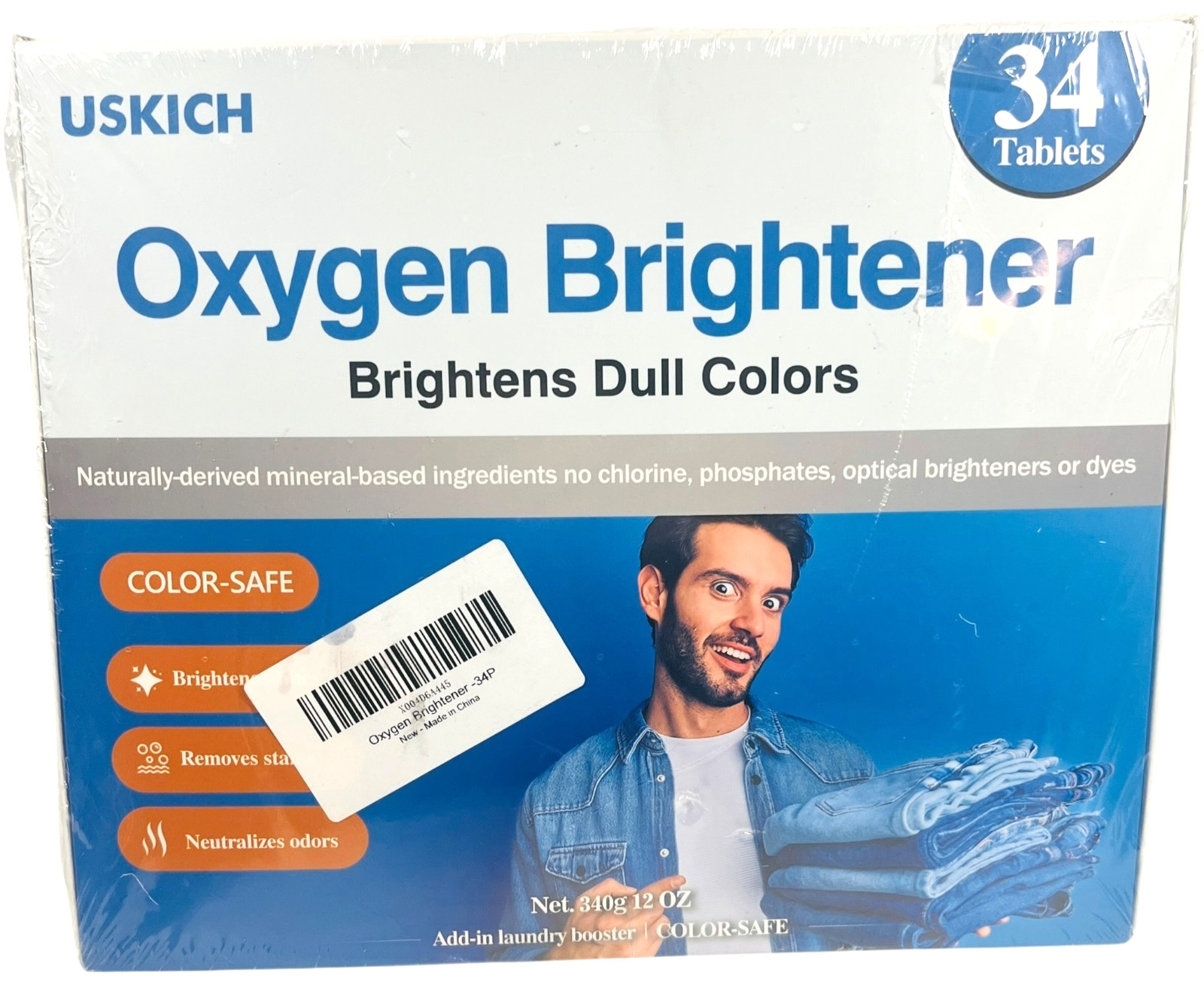 Oxygen Brightener Stain Remover – 34 Tablets – Color Safe