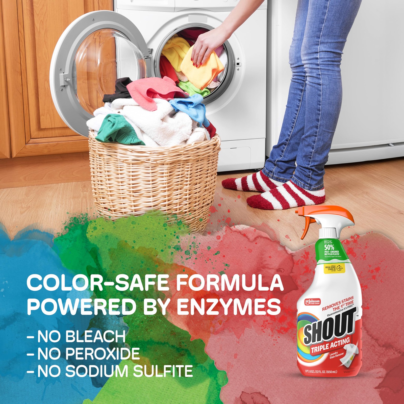 Shout Active Enzyme Laundry Stain Remover Spray, 22 Ounce (Pack of 1), White