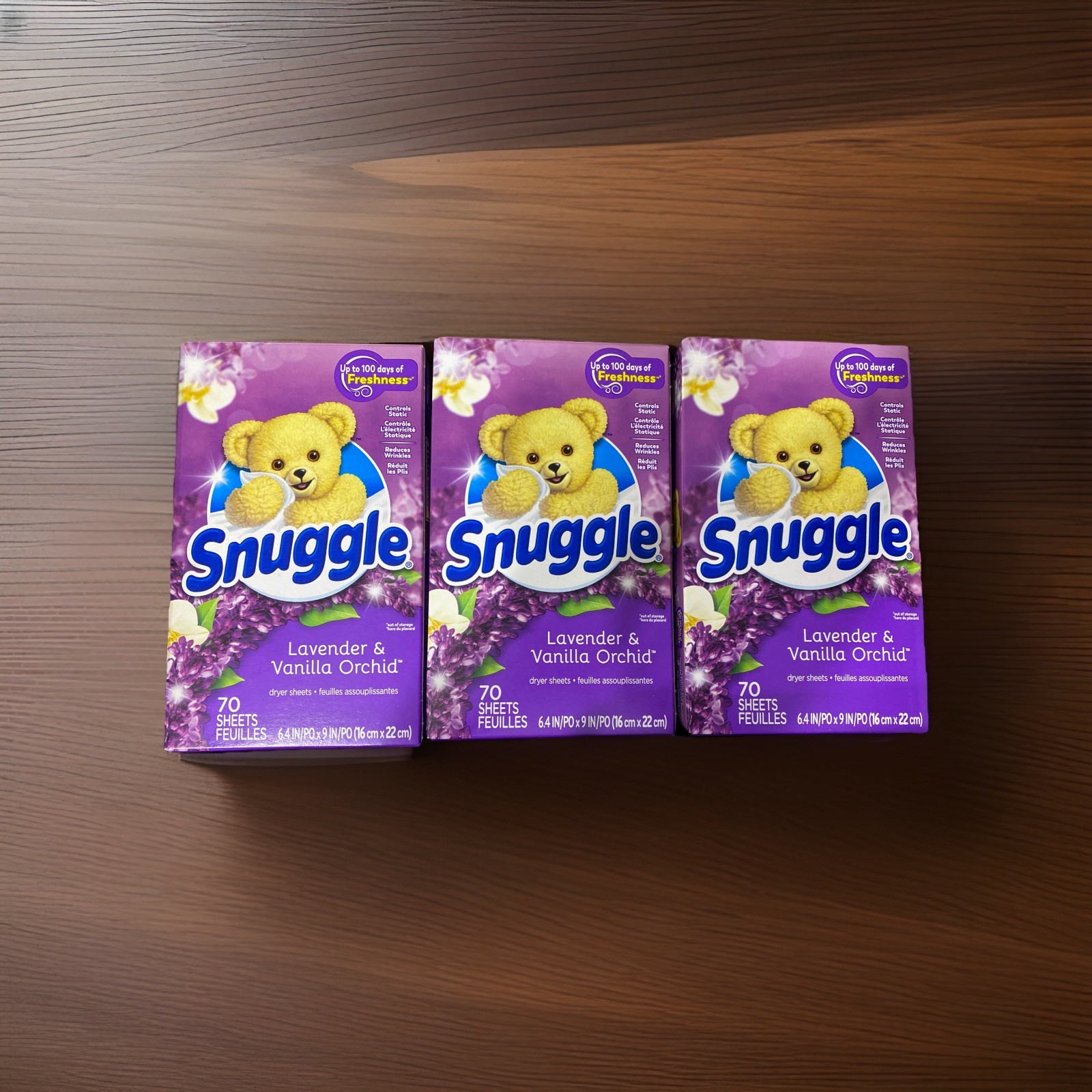 3 Snuggle Fabric Softener Dryer Sheets Lavender & Vanilla Orchid 210 Count Total