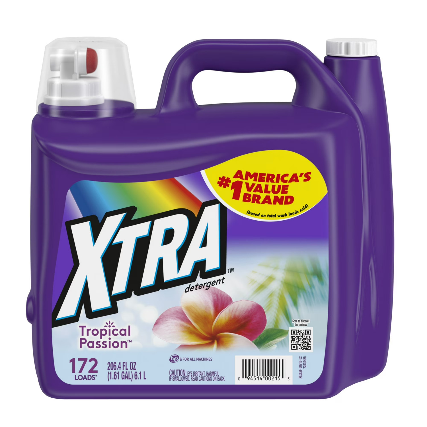6 Pack Xtra Tropical Passion Liquid Laundry Detergent 206.4 fl oz 172 Loads