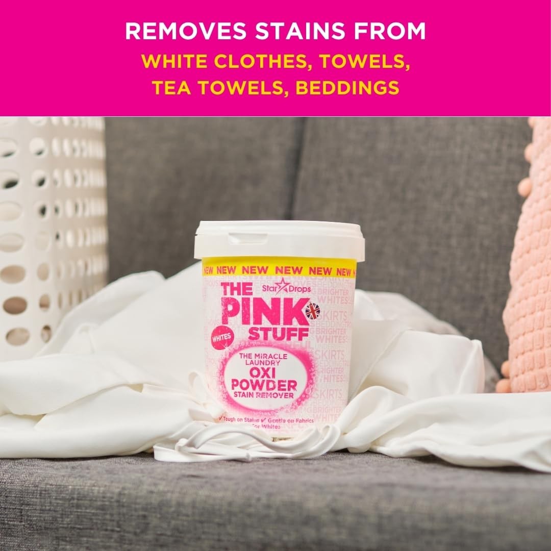 The Pink Stuff Oxi Laundry Stain Remover Powder for Whites 1 kg