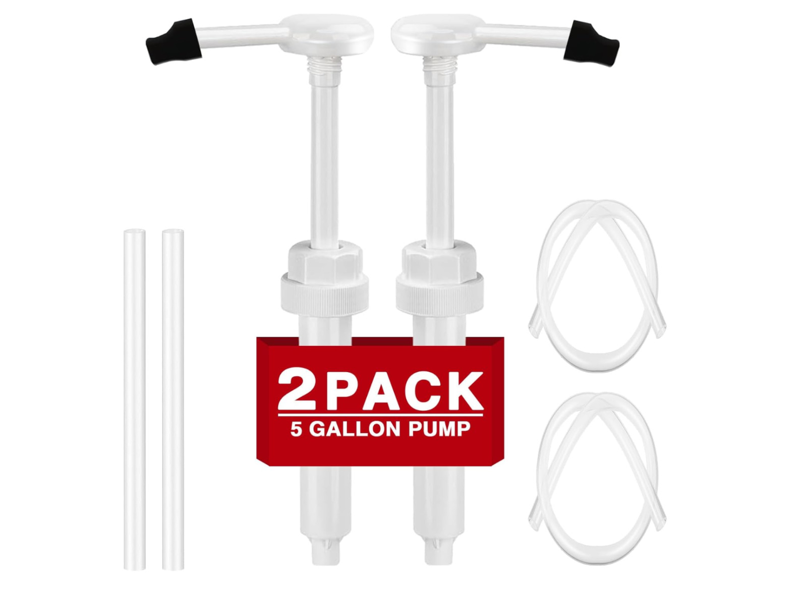 2-Pack 5 Gallon Pump Dispenser 1oz Extended Bucket Pump with 50cm Tube easy pour