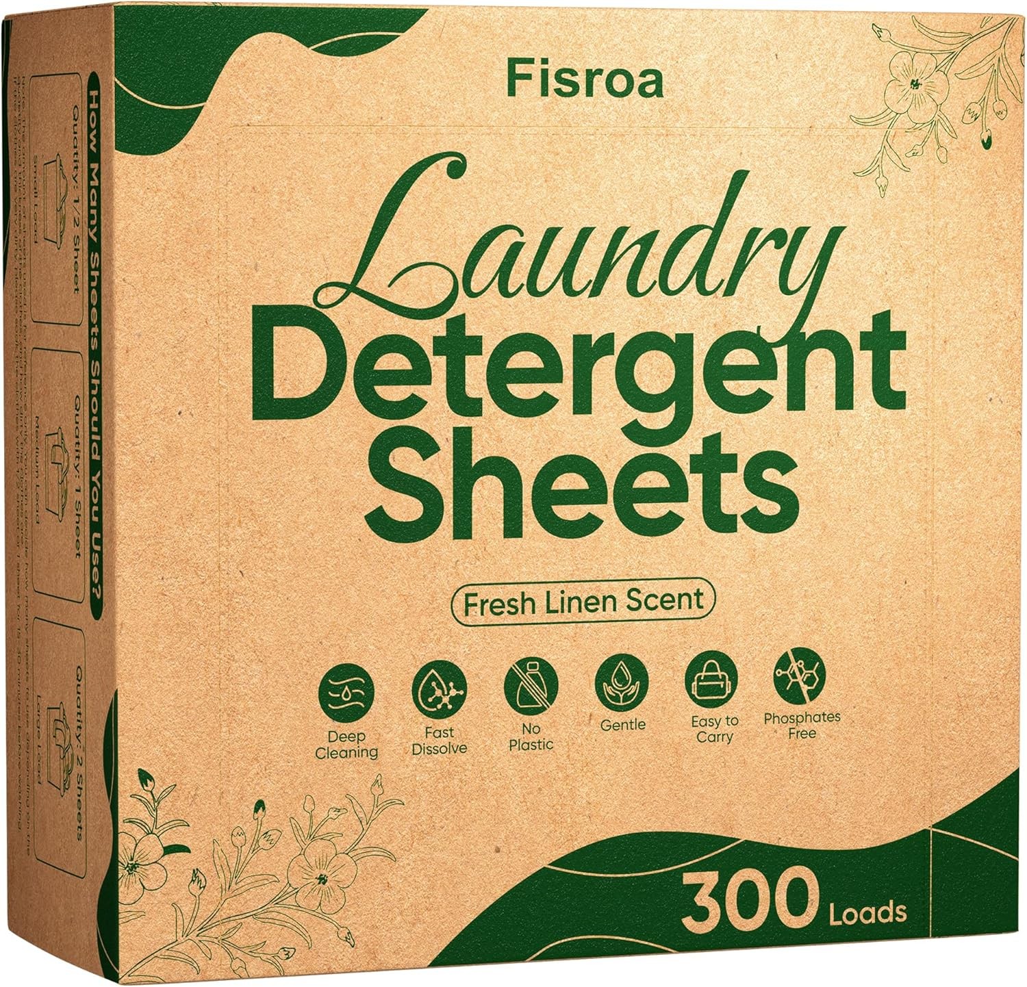 Travel Laundry Detergent Sheets Fisroa 300 Loads Eco-friendly Washing Detergent